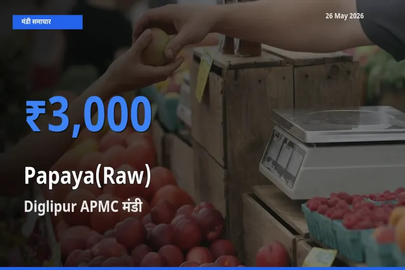 आज पपीता (कच्चा) के सबसे ऊँचे दाम ₹3,000 Diglipur APMC मंडी में
