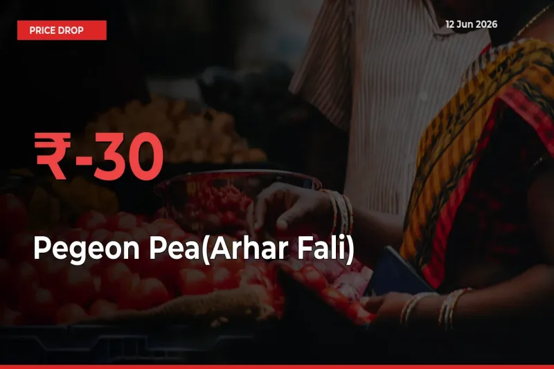 Pegeon Pea(Arhar Fali) Prices Drop 29.79% in 24 Hours at Major Mandis