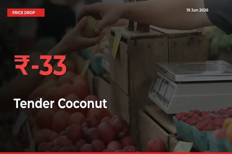 Tender Coconut Prices Drop 33.14% in 24 Hours at Major Mandis