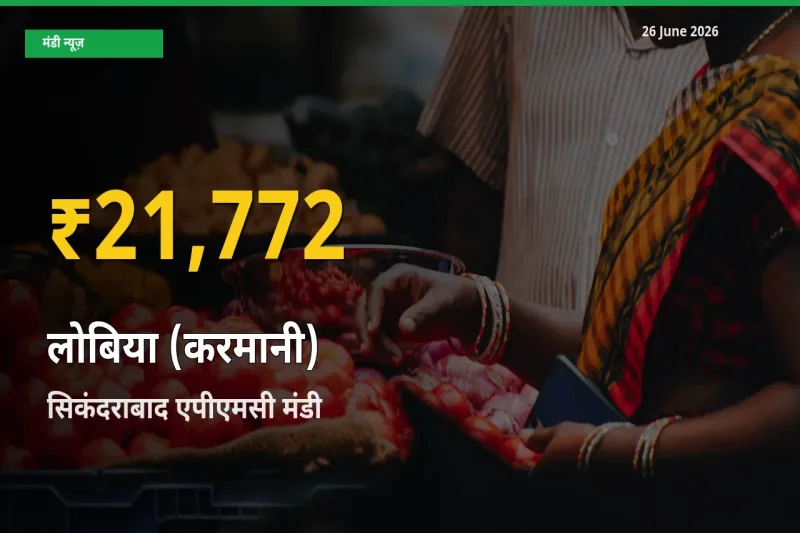 26 June अपडेट: सिकंदराबाद एपीएमसी में लोबिया (करमानी) के दाम रिकॉर्ड स्तर पर