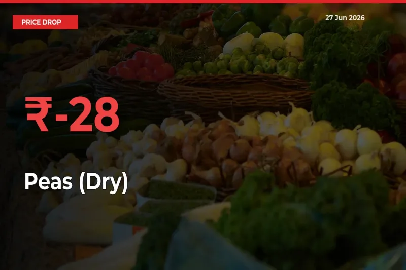 Peas (Dry) Prices Drop 28.18% in 24 Hours at Major Mandis