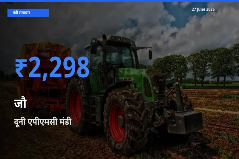 आज जौ के सबसे ऊँचे दाम ₹2,298 दूनी एपीएमसी मंडी में