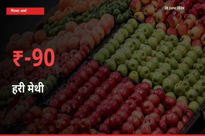 हरी मेथी के दाम प्रमुख मंडी में 89.56% गिरे, 24 घंटे में बड़ा बदलाव
