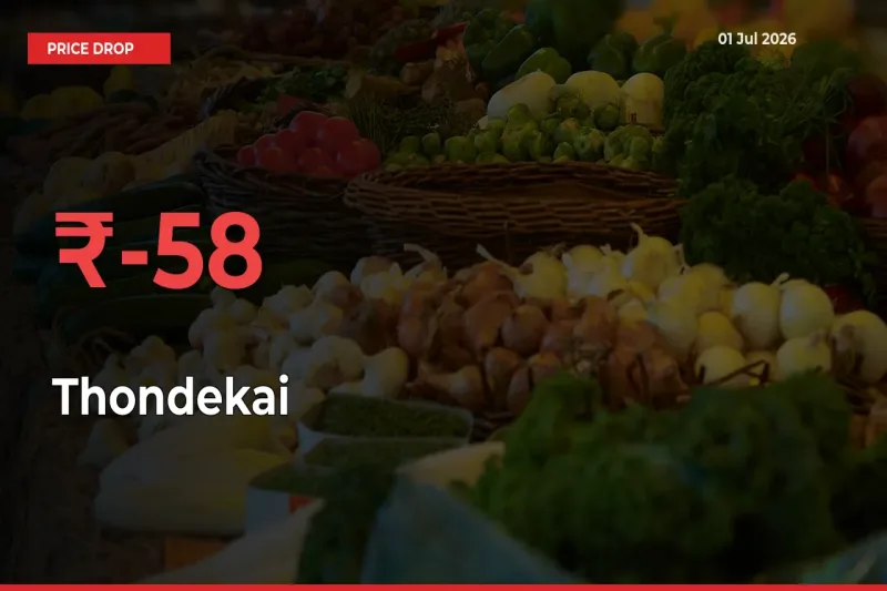Thondekai Prices Drop 57.69% in 24 Hours at Major Mandis