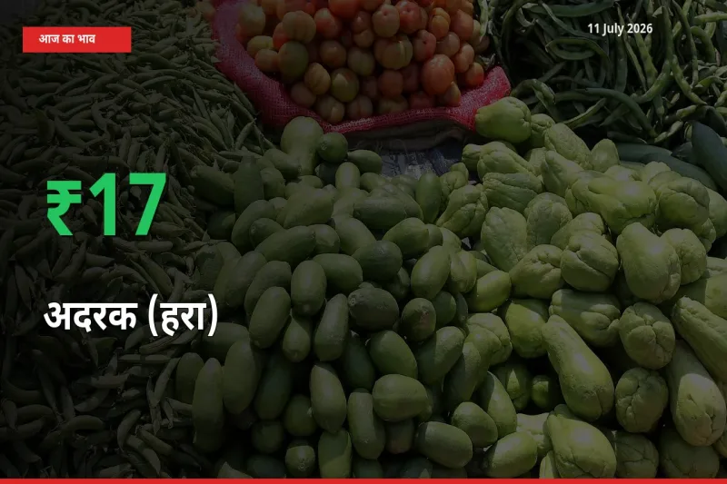 स्थानीय मंडी में अदरक (हरा) के दाम अचानक 17.31% उछले, किसान सतर्क