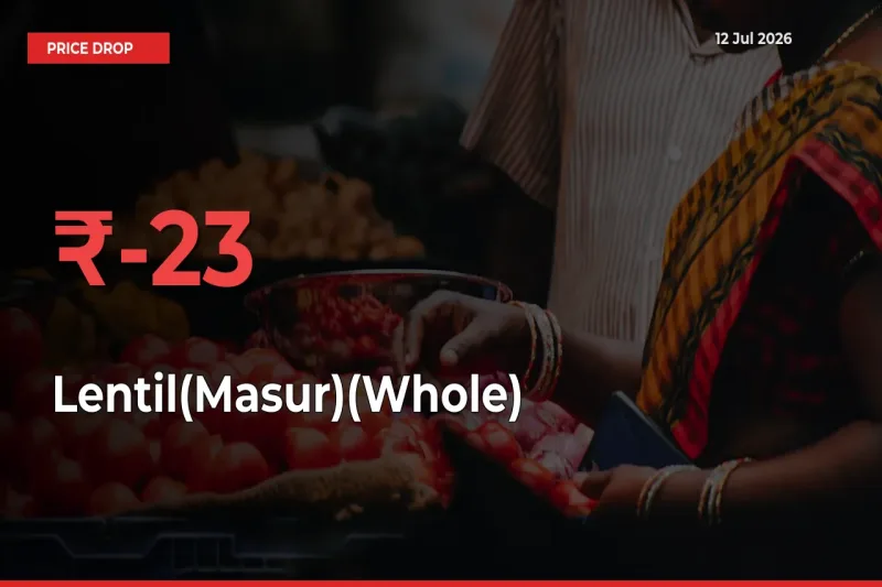 Lentil(Masur)(Whole) Falls 23.27% at Mandis