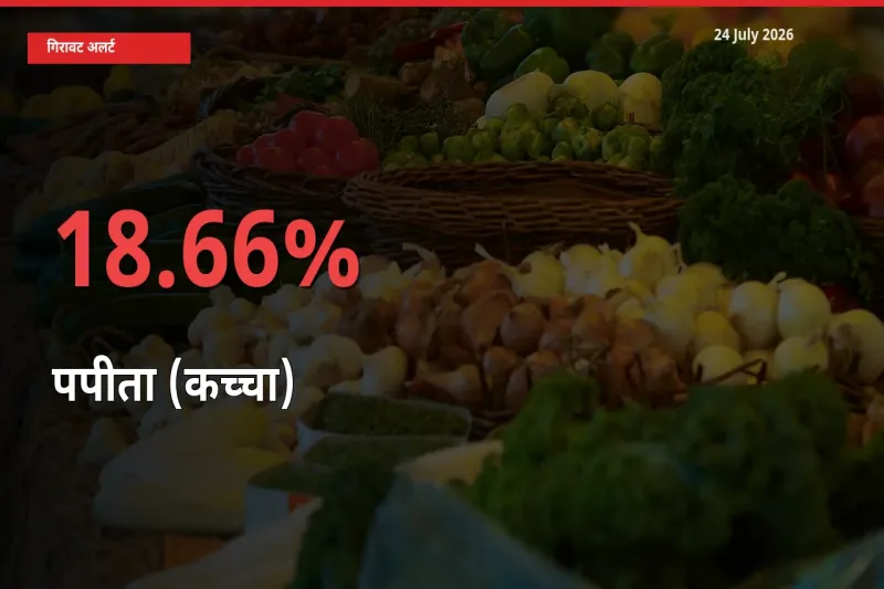 किसानों की चिंता बढ़ी! स्थानीय मंडी में पपीता (कच्चा) 18.66% गिरा