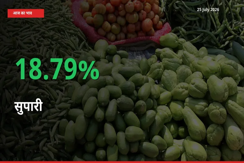 किसानों के लिए खुशखबरी! स्थानीय मंडी में सुपारी 18.79% उछला
