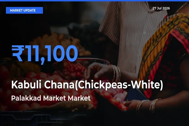 Farmers Prefer Palakkad Market, Palakad, Keralam as Kabuli Chana(Chickpeas-White) Hits Highest Rate