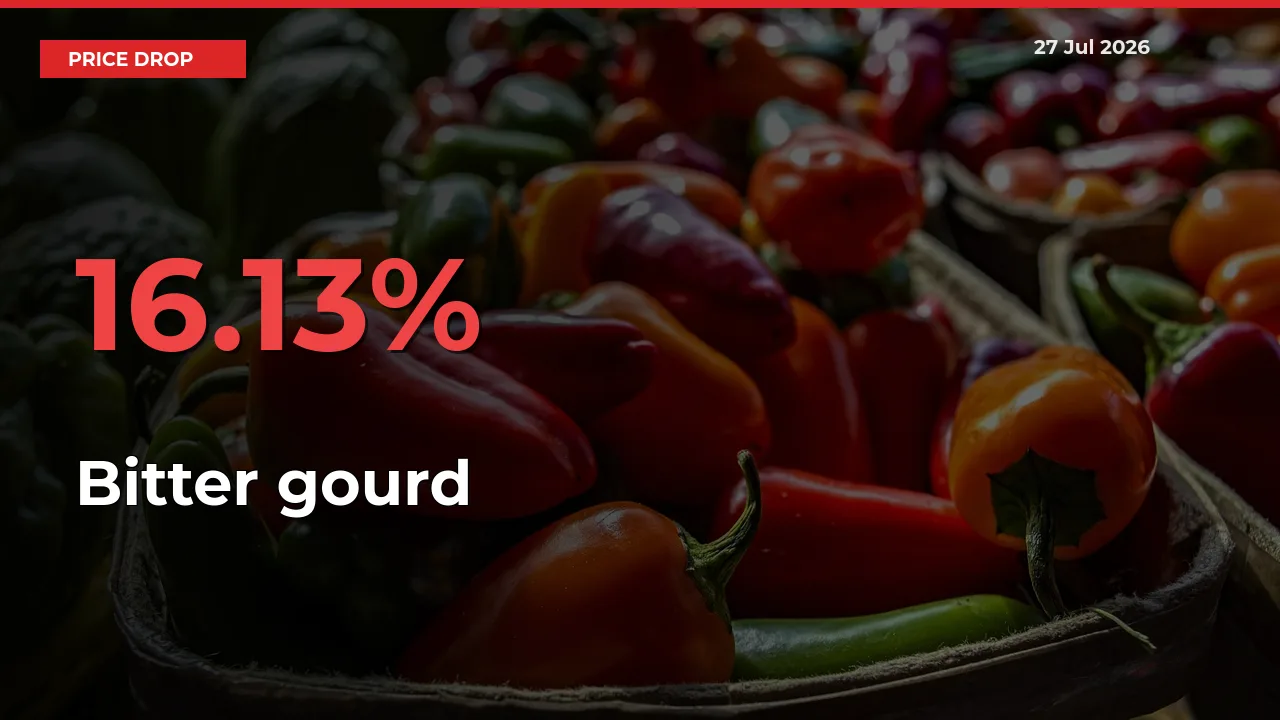 Sharp Fall! Bitter gourd Prices Plunge 16.13% in a Day at Key Mandis