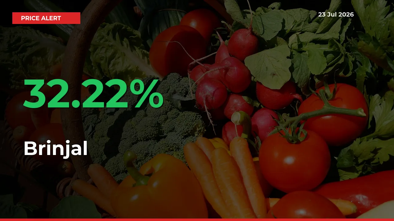 Brinjal Rises 32.22% at Mandis