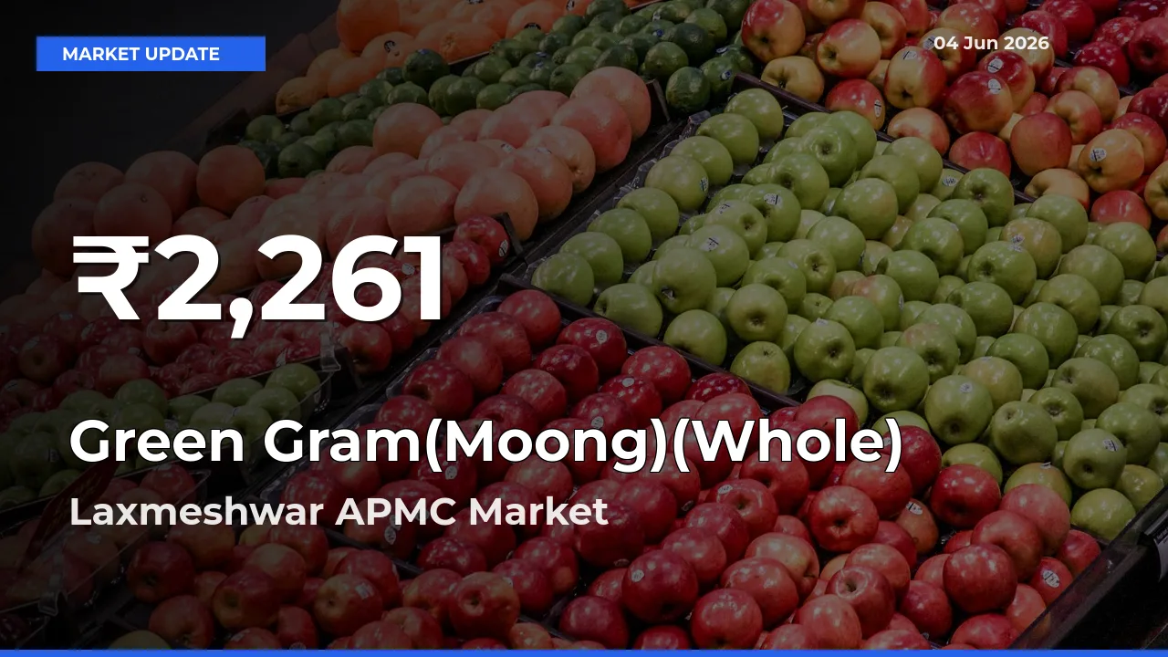 Sharp Fall! Green Gram(Moong)(Whole) Prices Drop to 30-Day Low in Laxmeshwar APMC