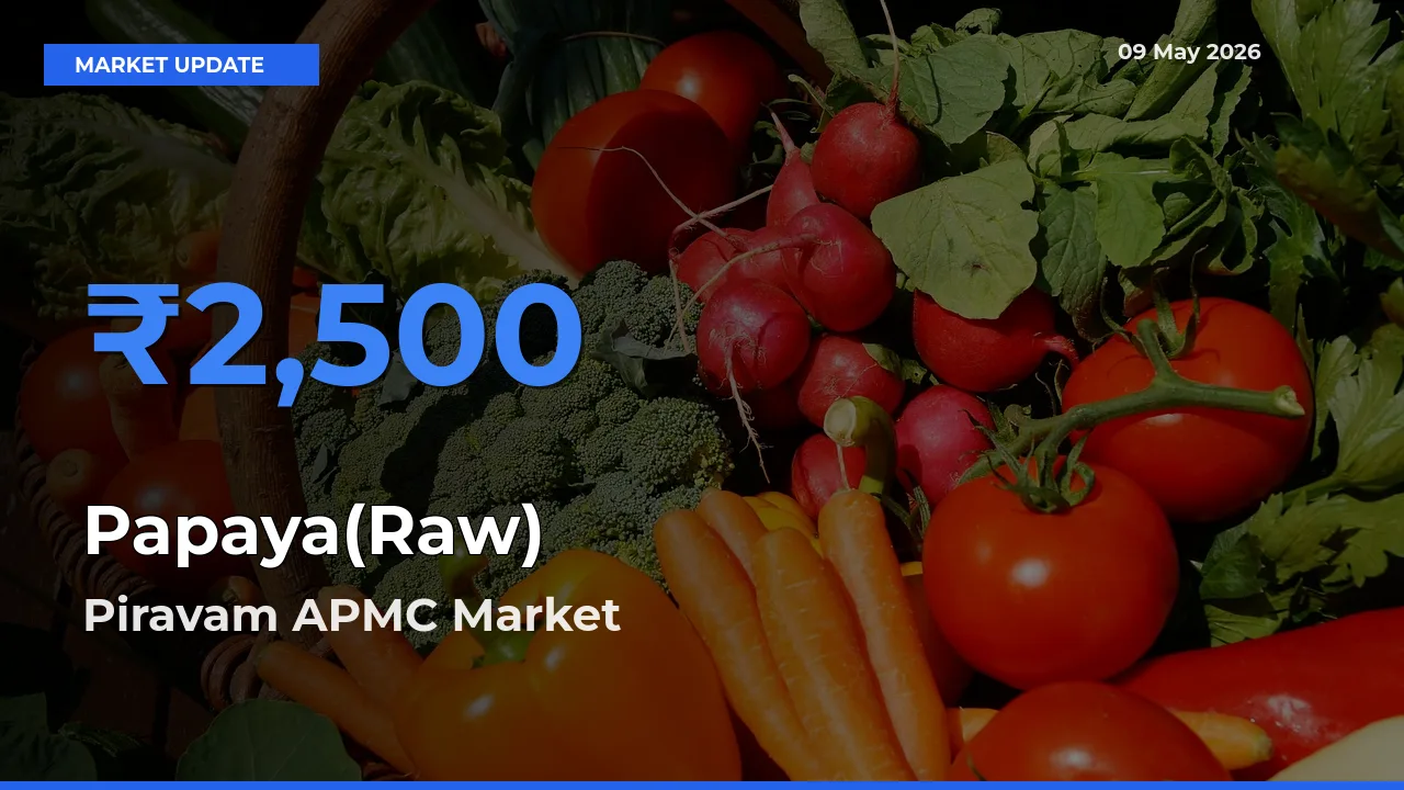 Papaya(Raw) Mandi Rate Today: Piravam APMC Tops the List