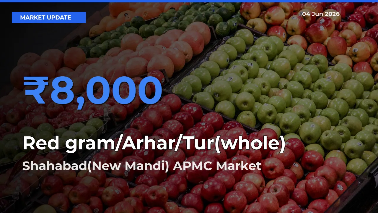 Shahabad(New Mandi) APMC Tops Red gram/Arhar/Tur(whole) Mandi Rates Today