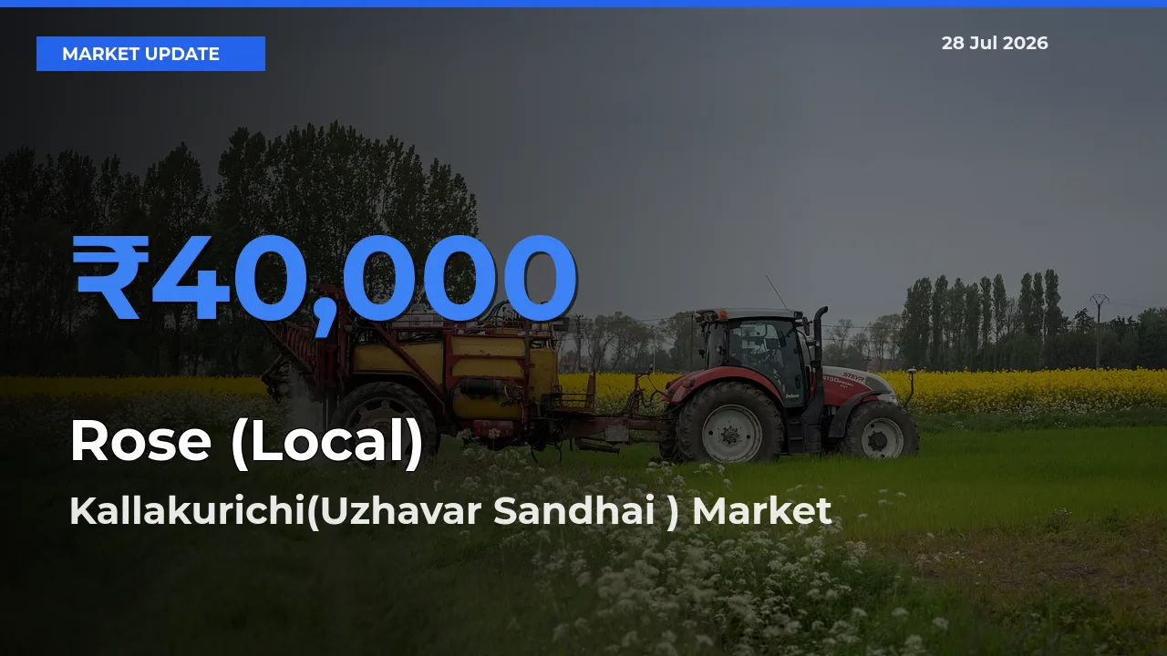Rose (Local) Mandi Rate Today: Kallakurichi(Uzhavar Sandhai ), Kallakuruchi, Tamil Nadu Tops the List