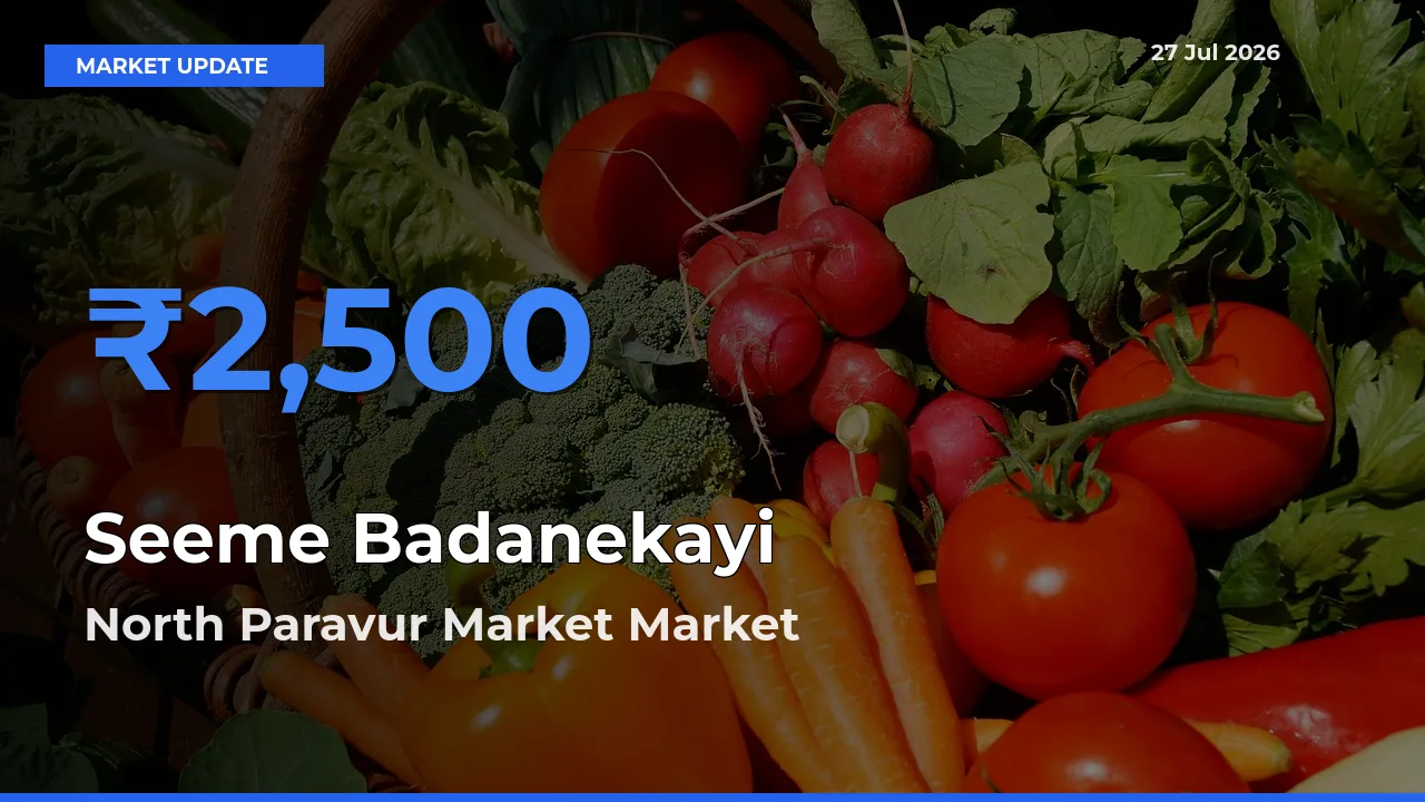North Paravur Market, Ernakulam, Keralam Tops Seeme Badanekayi Mandi Rates Today
