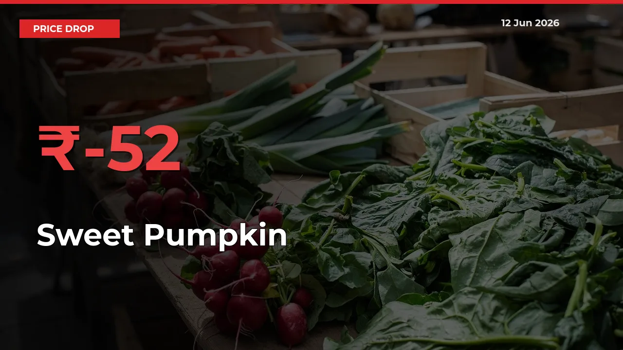Sweet Pumpkin Prices Drop 51.56% in 24 Hours at Major Mandis