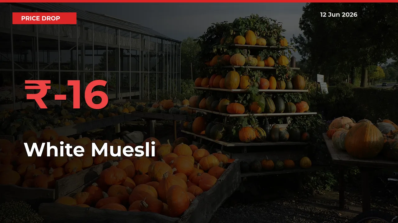 White Muesli Prices Drop 15.69% in 24 Hours at Major Mandis