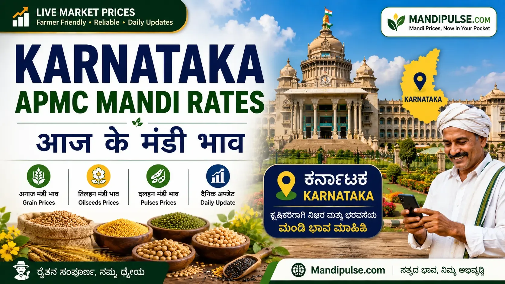 Karnataka mandi bhav today - latest APMC commodity rates