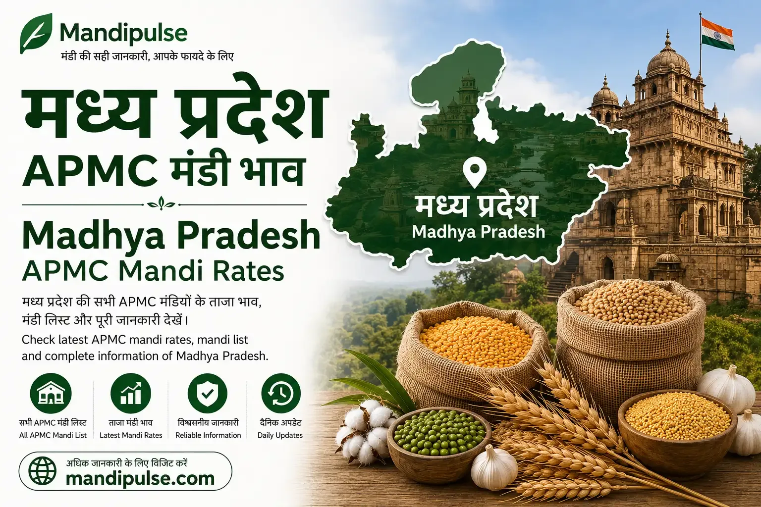 Madhya Pradesh mandi bhav today - latest APMC commodity rates