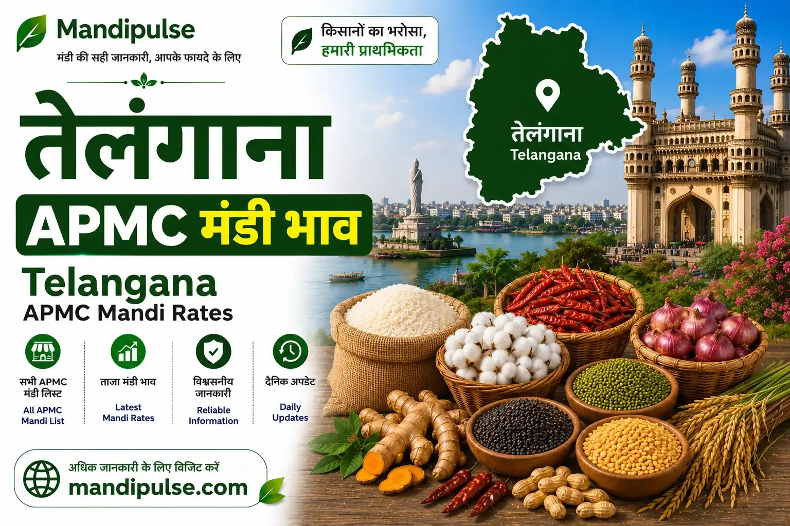 Telangana mandi bhav today - latest APMC commodity rates